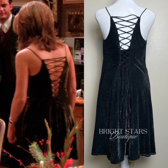 Extremely Rare Sparkle Lace Up Back Dress ASO Rachel Green Friends NWT DEADSTOCK - Picture 2 of 10